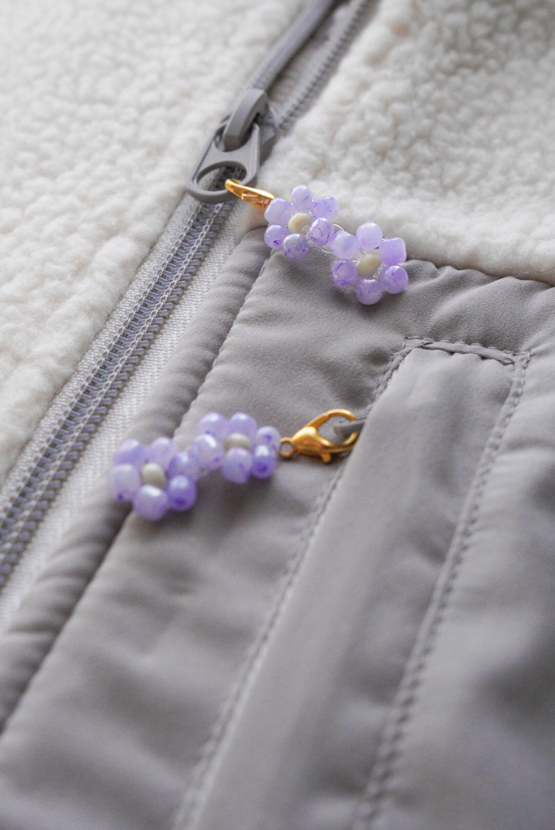 Custom Beaded Flower Zipper Pulls