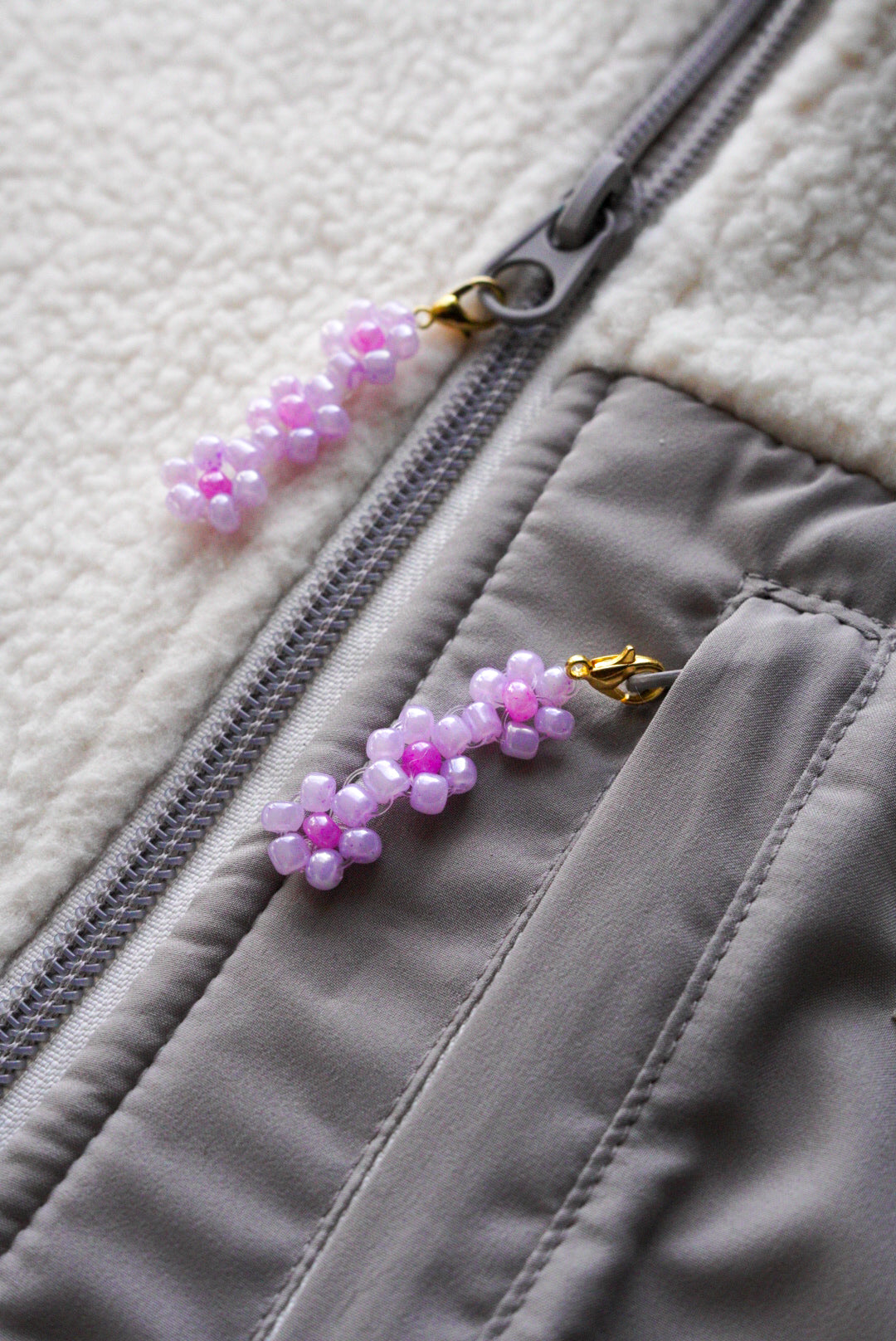Custom Beaded Flower Zipper Pulls